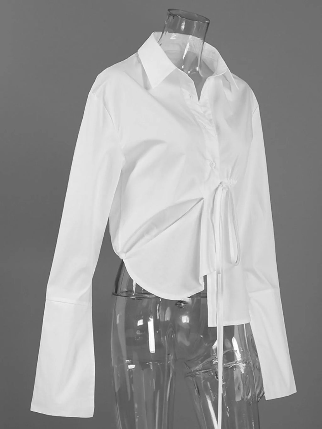 Tie-Waist Detail Wrap-Front Shirt