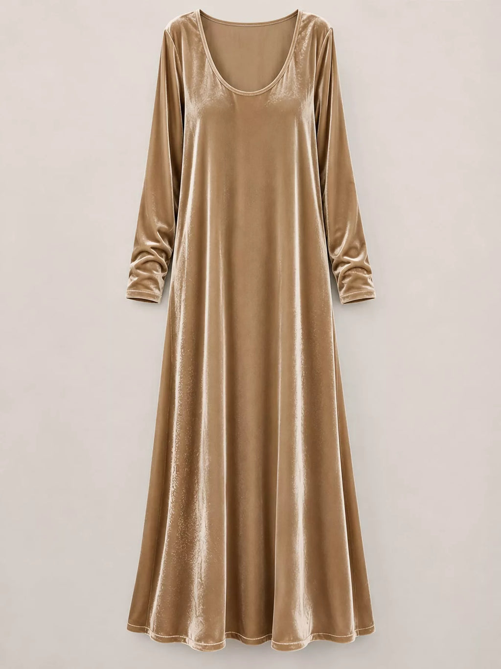 Velvet Long-Sleeve Maxi Dress