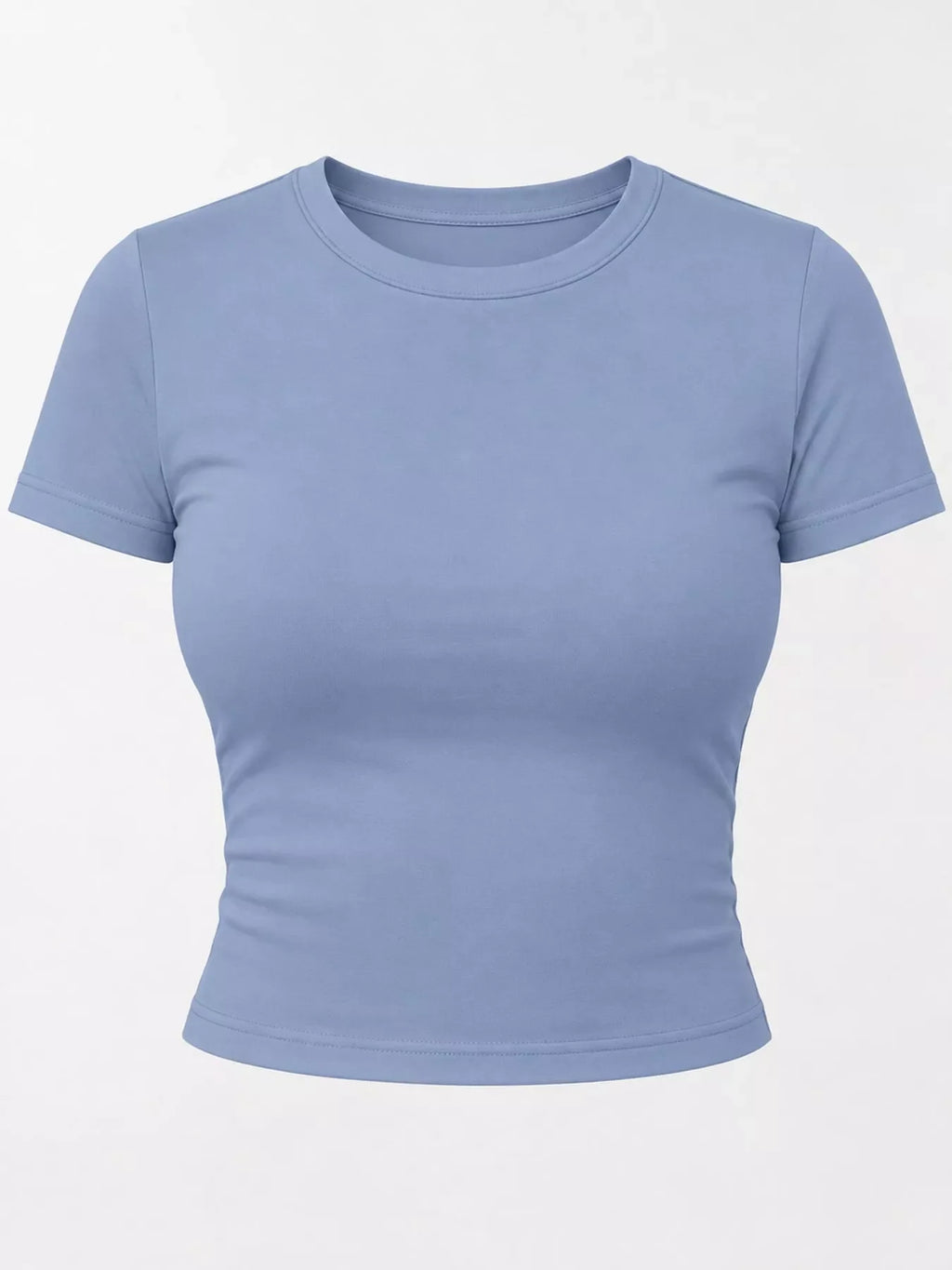Slim Fit Basic Crew Neck Short Sleeve Crop T-Shirt