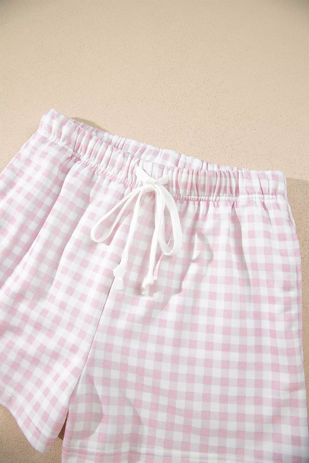 Gingham Long Sleeve Sweatshirt and Shorts Set