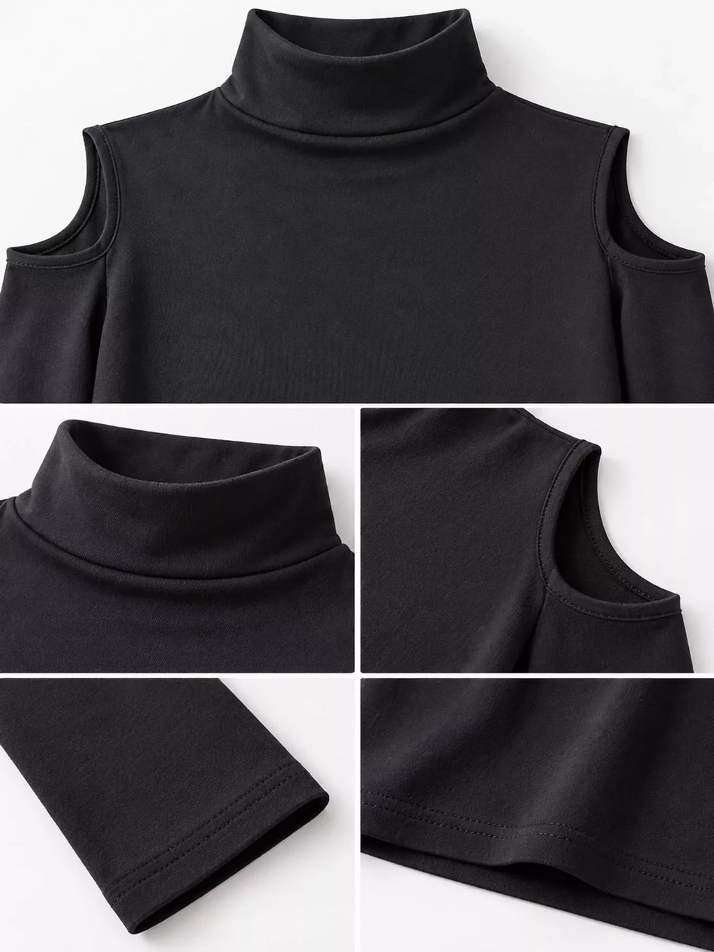 Mock Neck Cold-Shoulder Slim-Fit T-Shirt