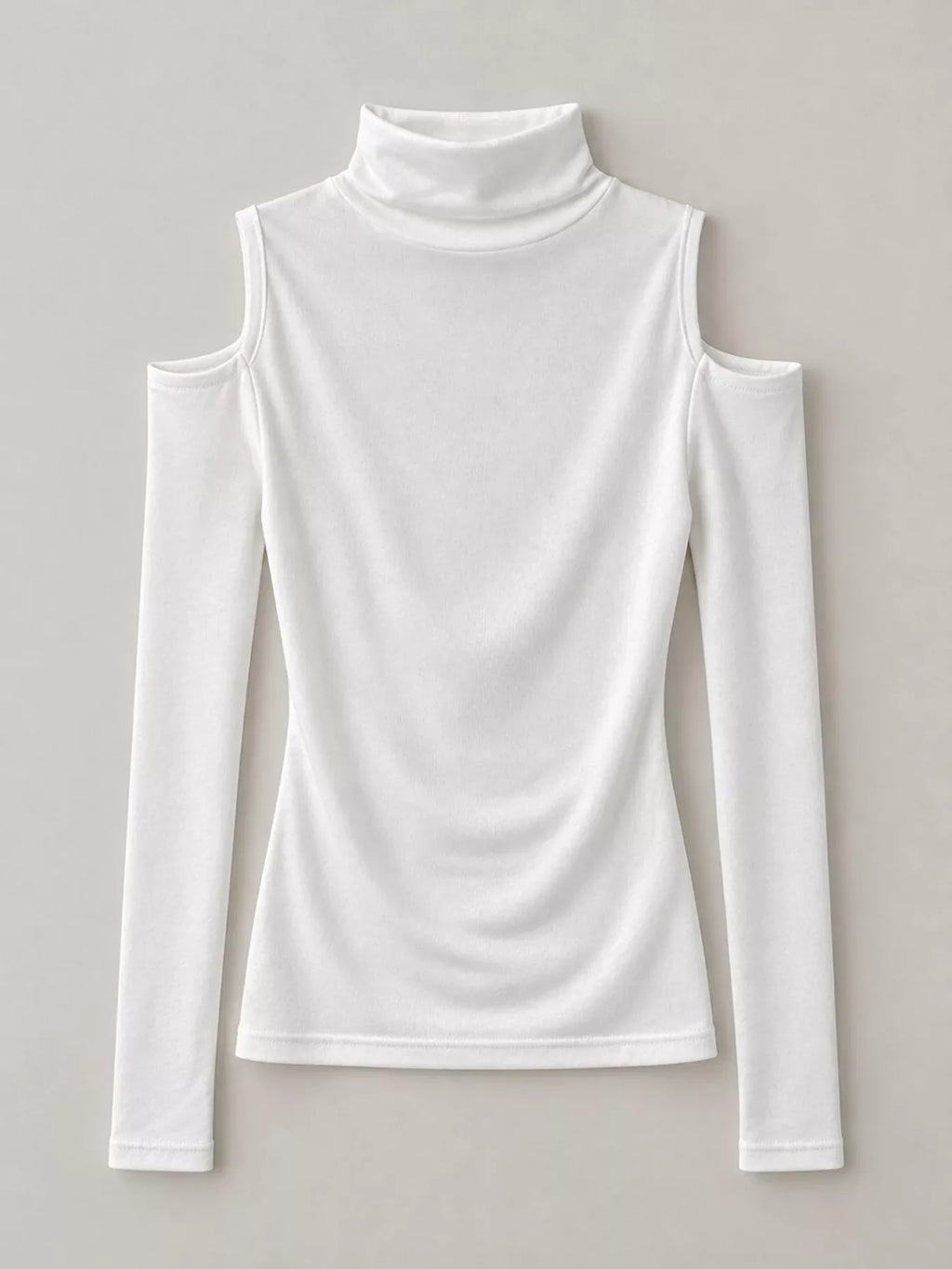 Mock Neck Cold-Shoulder Slim-Fit T-Shirt