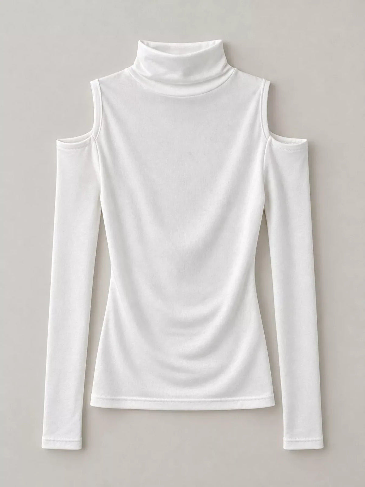 Mock Neck Cold-Shoulder Slim-Fit T-Shirt