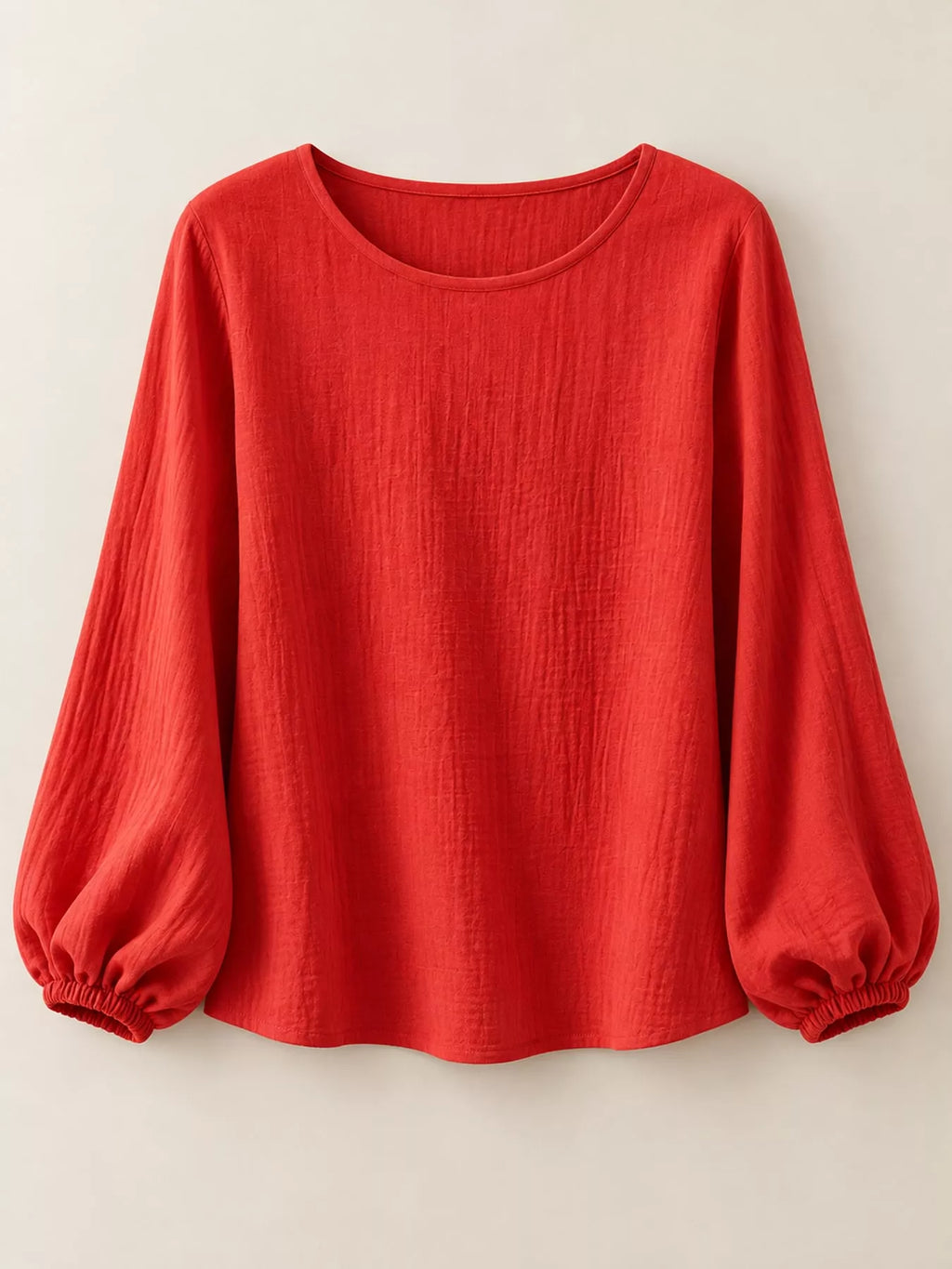 Full Size Elasticated Cuffs Long Sleeve Blouse Plus Size