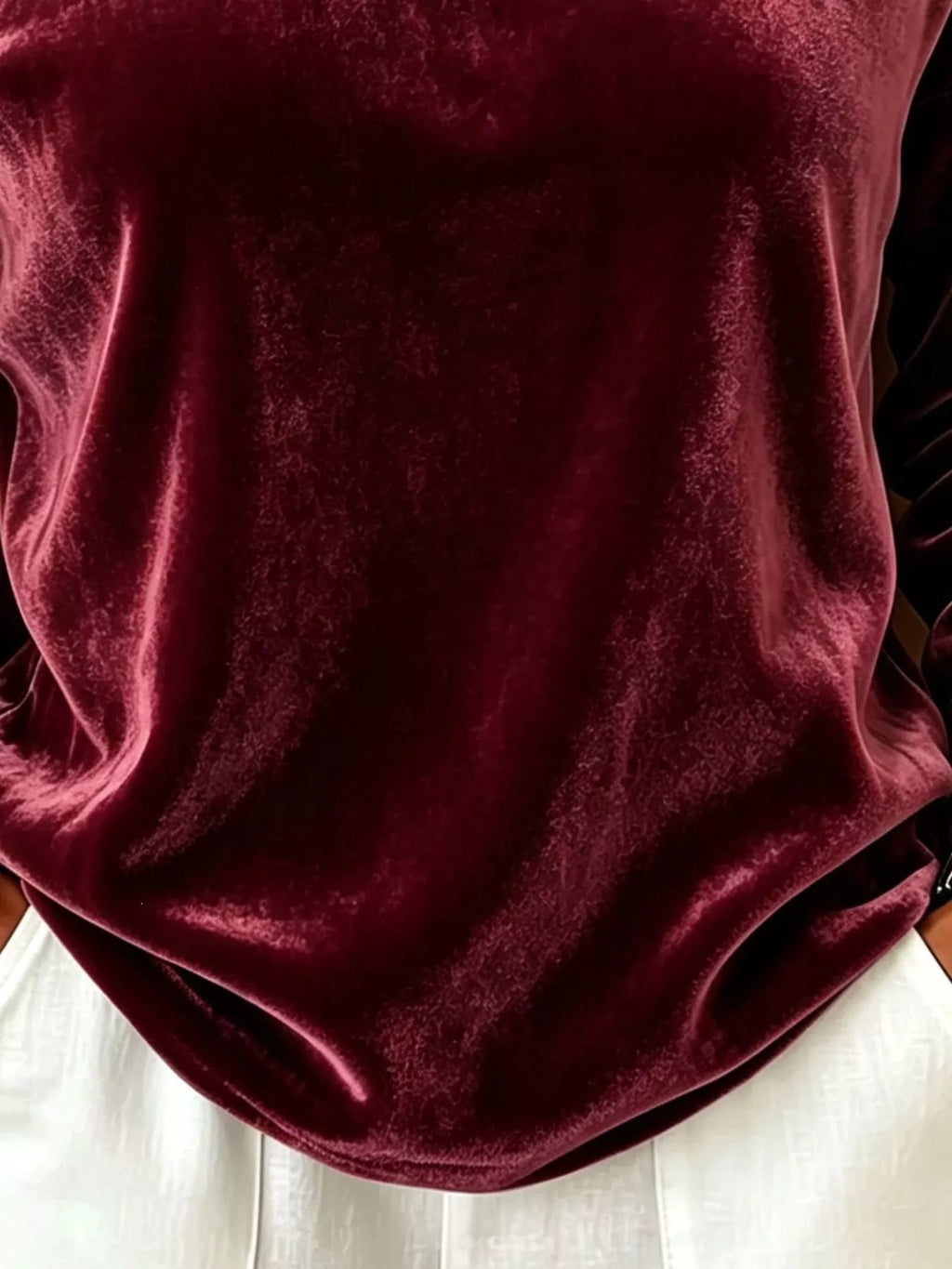Full Size Velvet Asymmetrical Neck Sweatshirt with Buckle Detail Plus Size