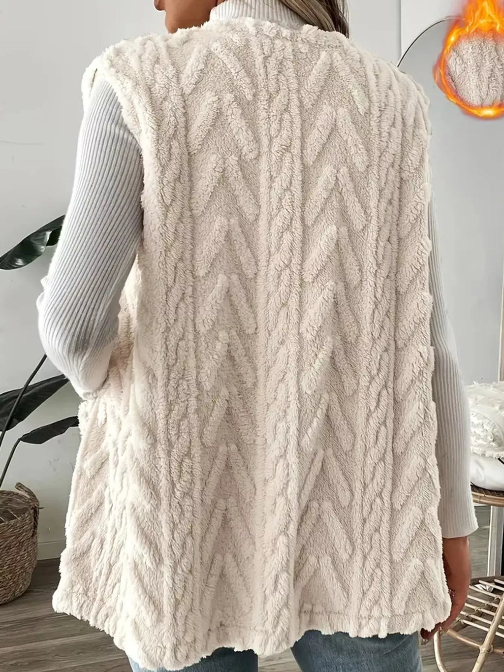 Sherpa Open Front Vest Coat