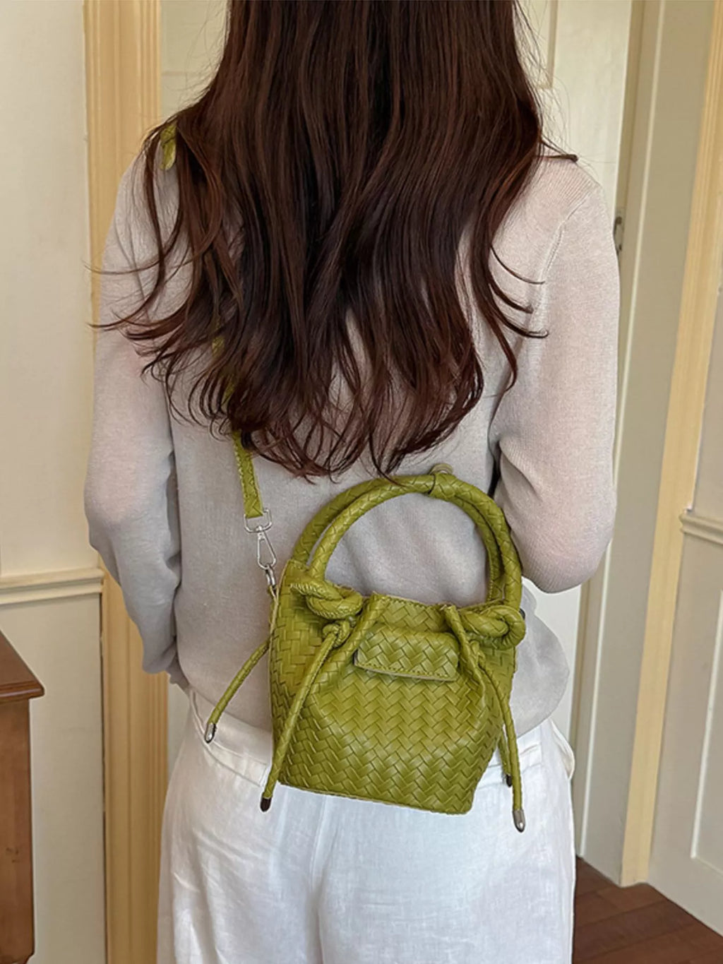Woven Bucket Crossbody Bag