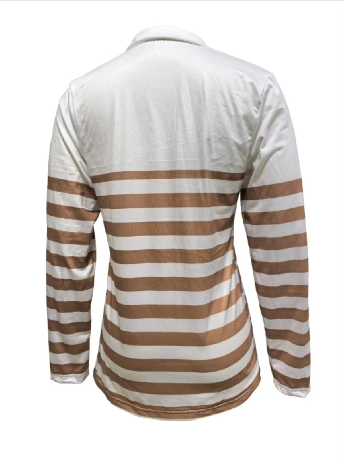 Quarter-Zip Striped Long Sleeve T-Shirt