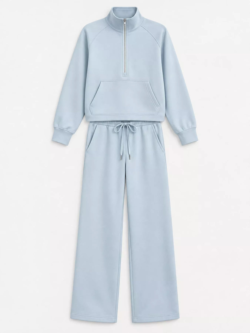 Half-Zip Sweatshirt and Wide-Leg Pants Set