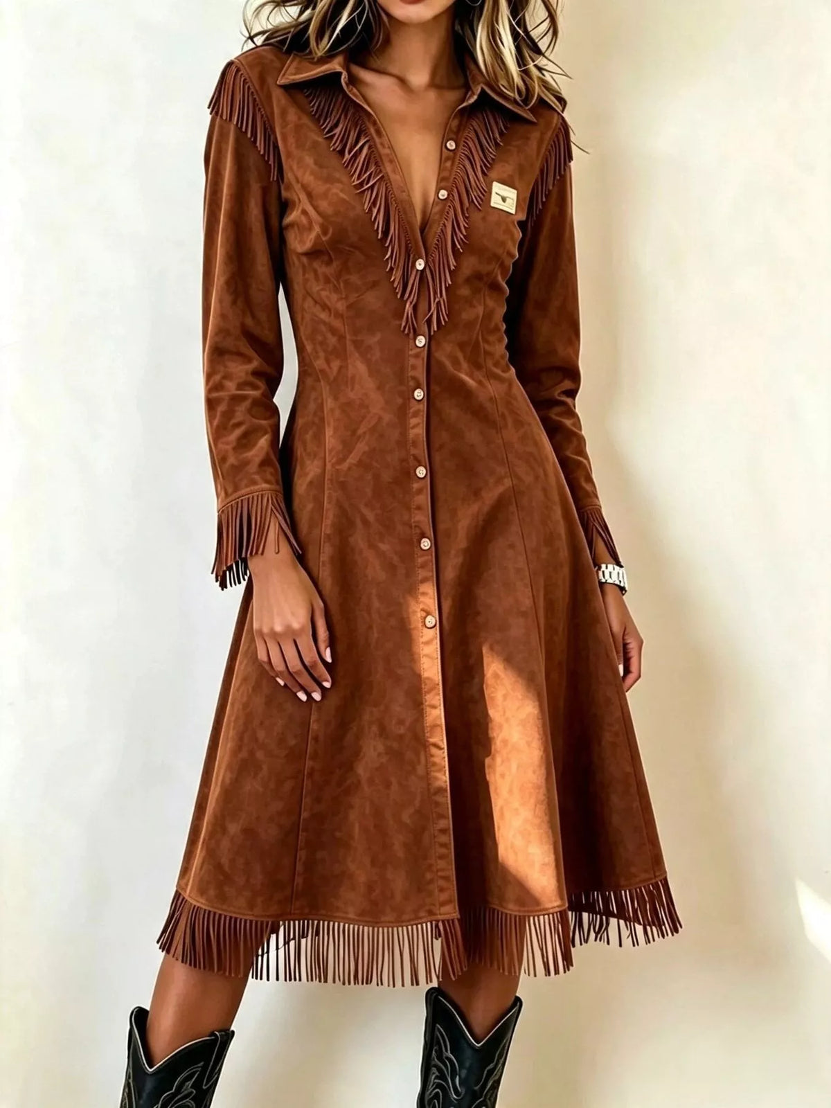 Full Size Fringed Button-Down Outerwear Plus Size