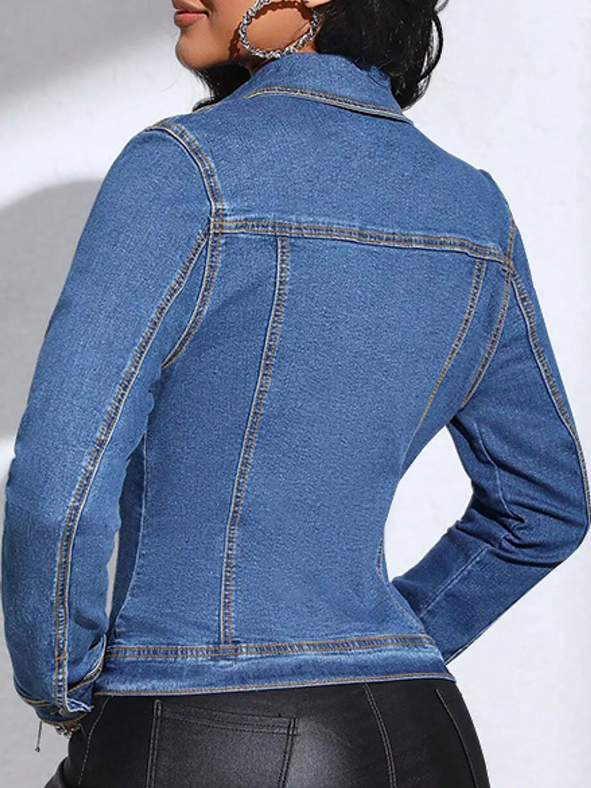 Button-Down Front Denim Jacket