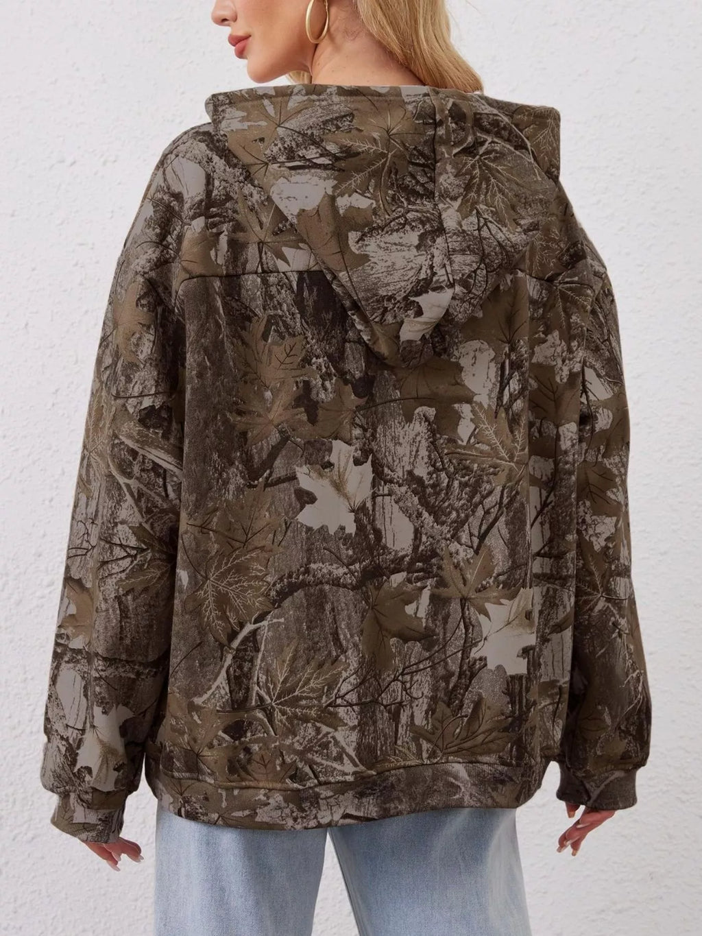Printed Kangaroo Pocket Oversized Hoodie
