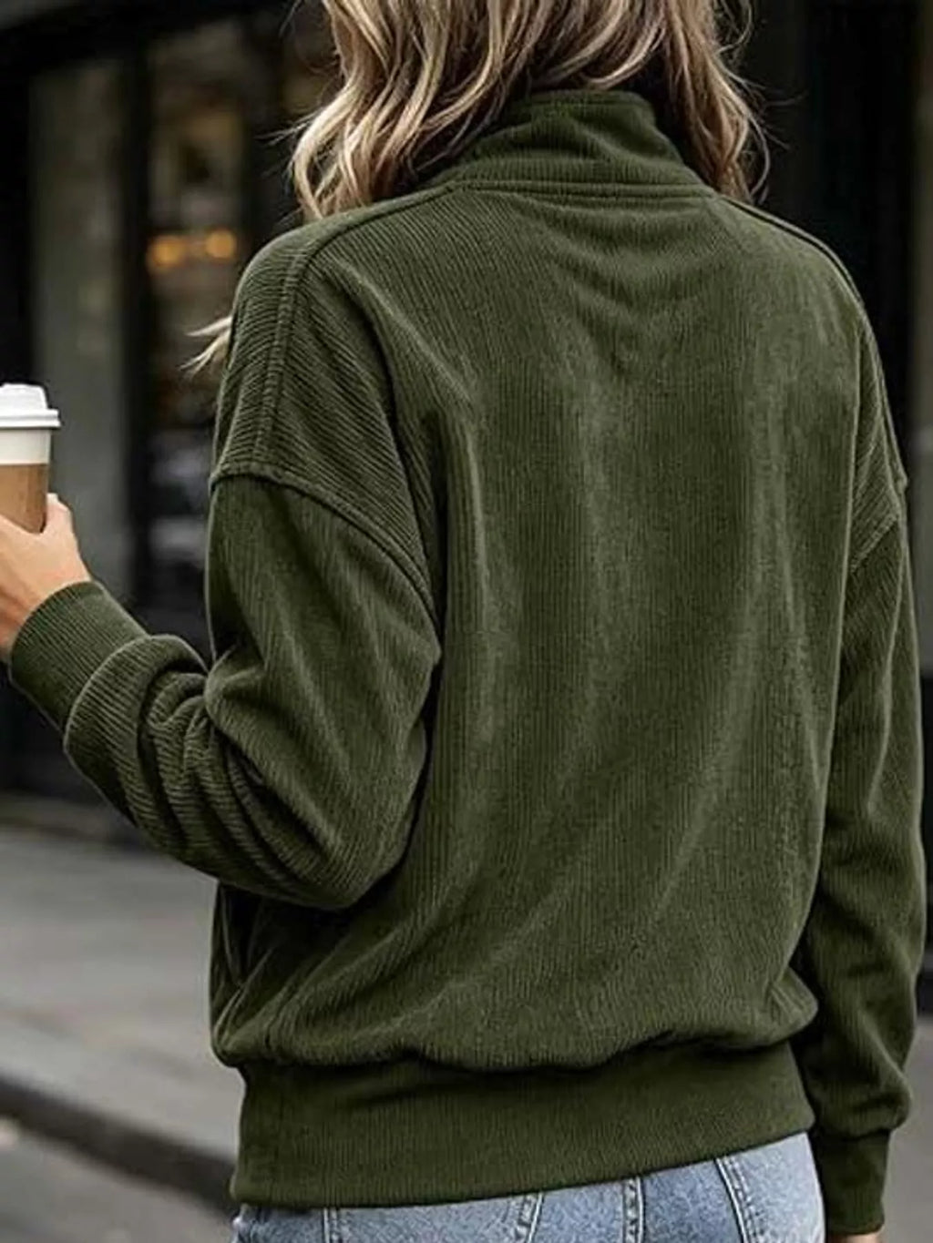 Full Size Quarter-Snap Sweatshirt with Kangaroo Pocket Plus Size