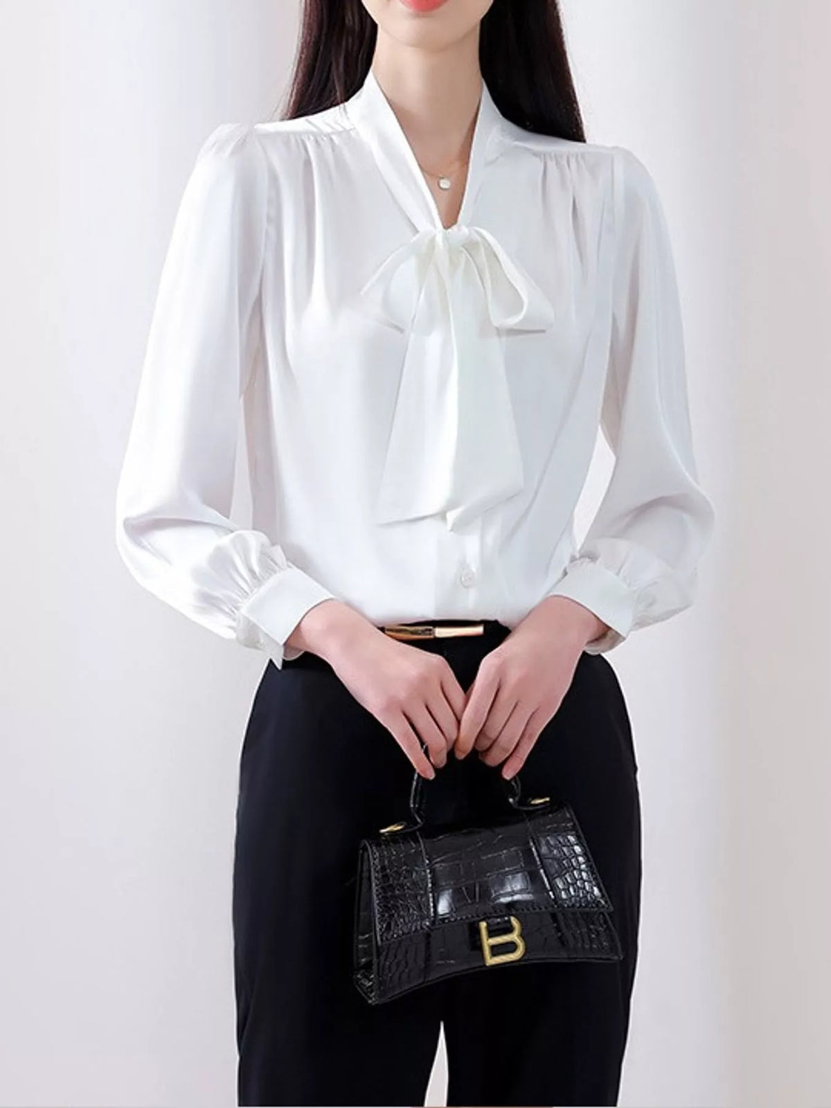 Full Size Tie Front Long Sleeve Shirt Plus Size