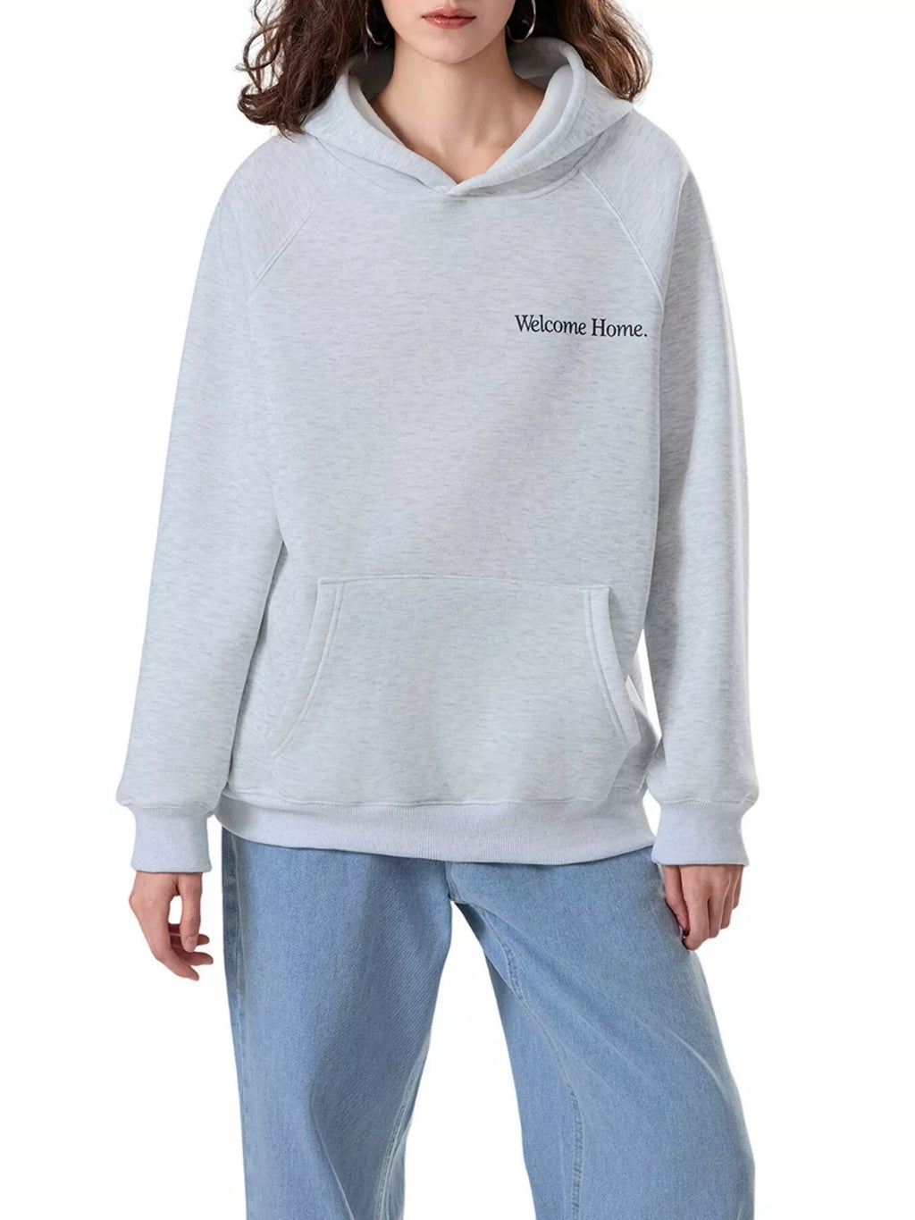 'Welcome Home' Graphic Raglan Sleeve Hoodie