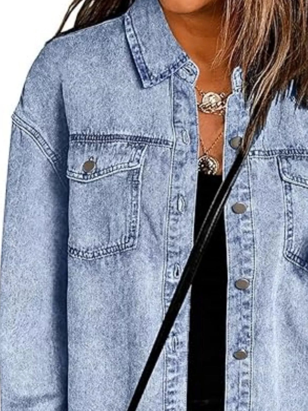 Frayed Hem Button Up Denim Jacket