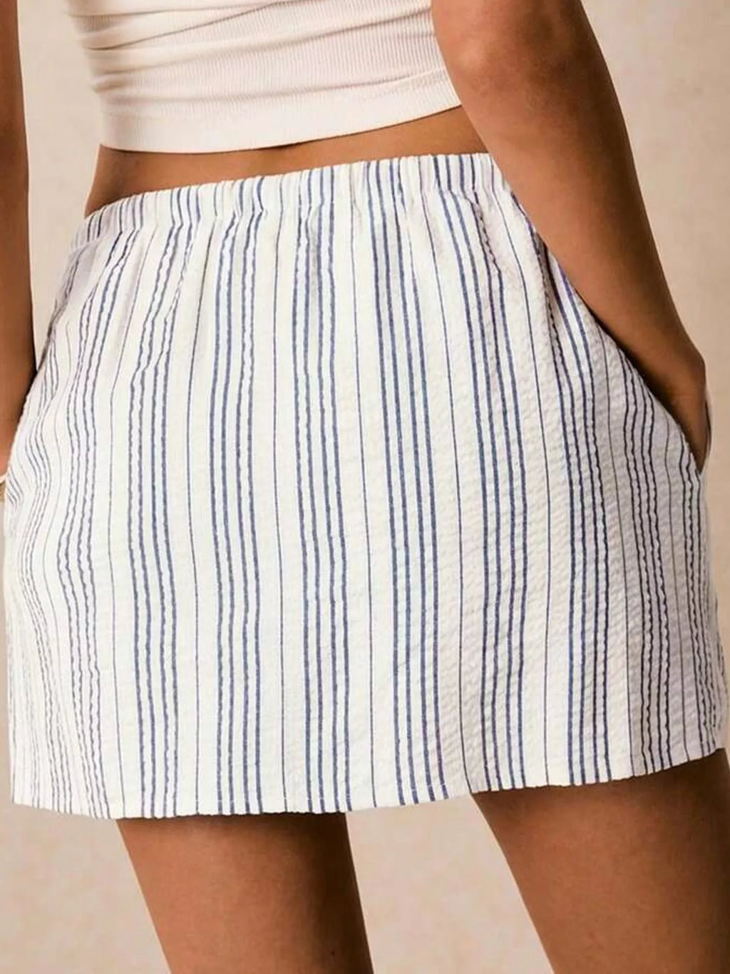 Striped Drawstring Mini Skort