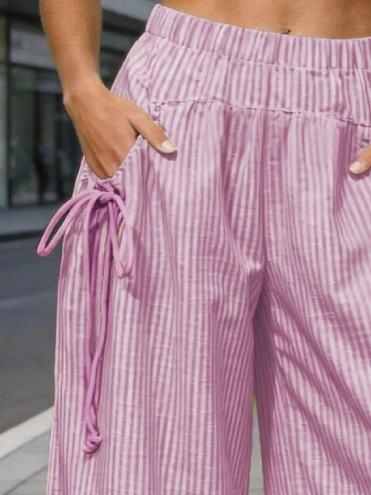 Full Size High-Waisted Striped Wide-Leg Pants Plus Size