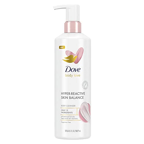 Dove Body Love Body Cleanser Hyper-Reactive Skin Balance for Ultra-Sensitive Reaction-Prone Skin Fragrance Free Body Wash with Only 12 Ingredients 17.5 oz