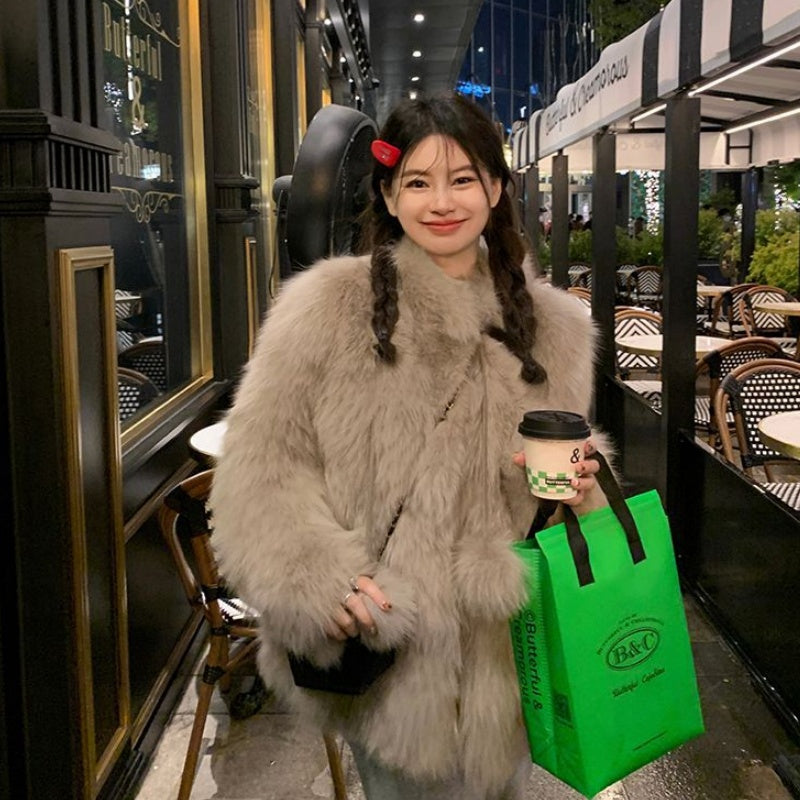 Fashion Fur Young Women Slimming Coat