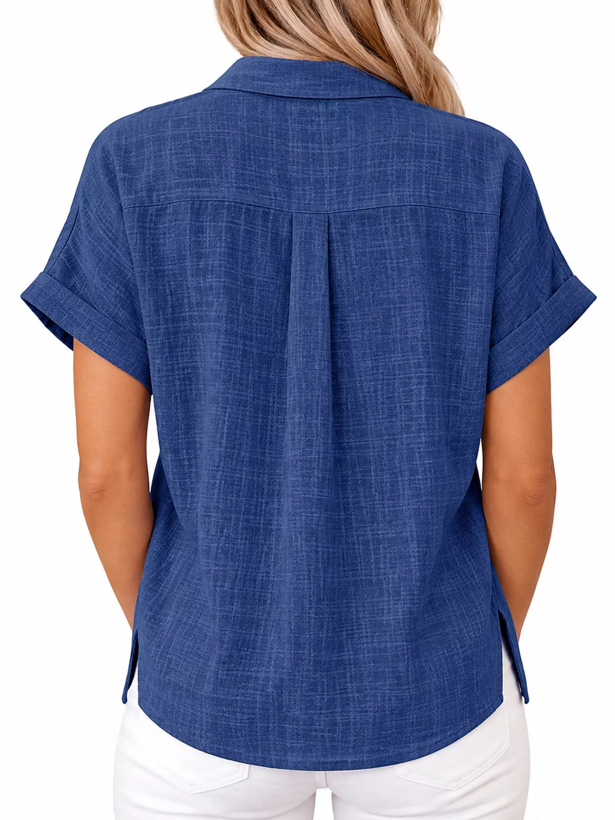 Full Size Button Up Short Sleeve Shirt Plus Size