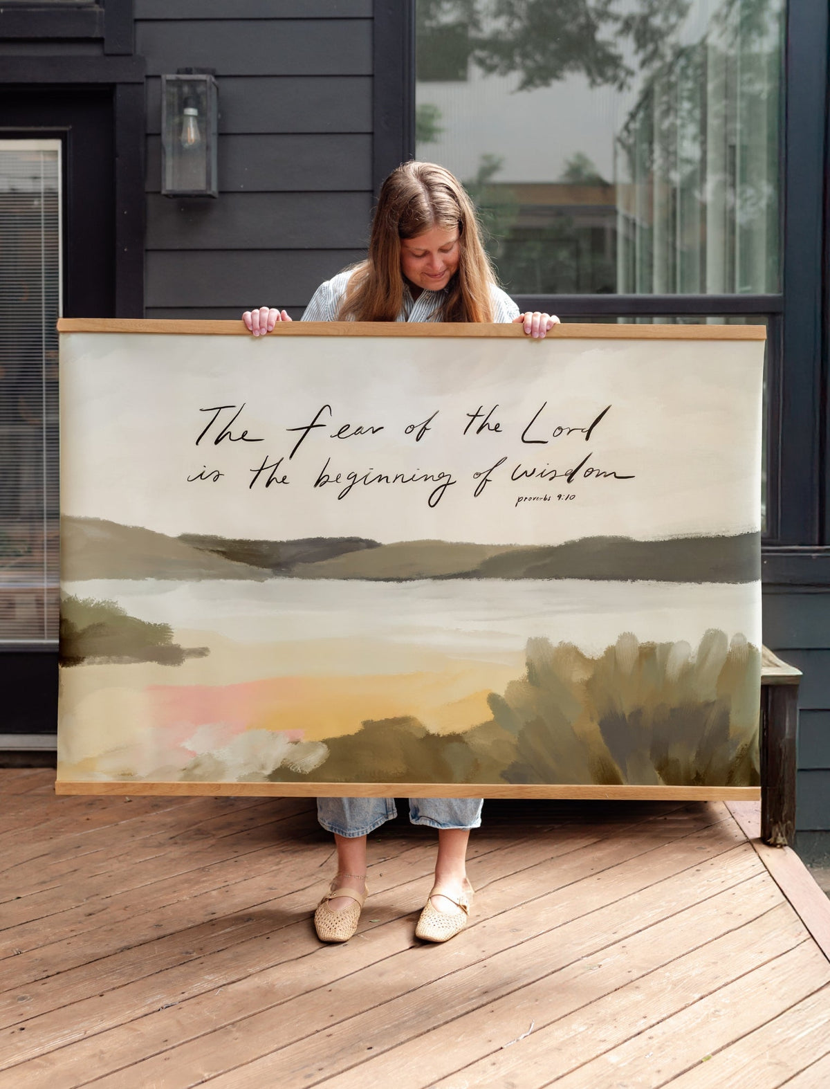 Large Canvas with Banner Wood: Fear Of The Lord, 60x40