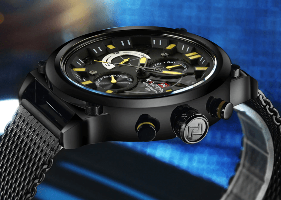 Men's Multifunction Analog Quartz Watches Waterproof Wrist Watch With Stainless Steel Mesh Band Excellent Design Perfect Gift