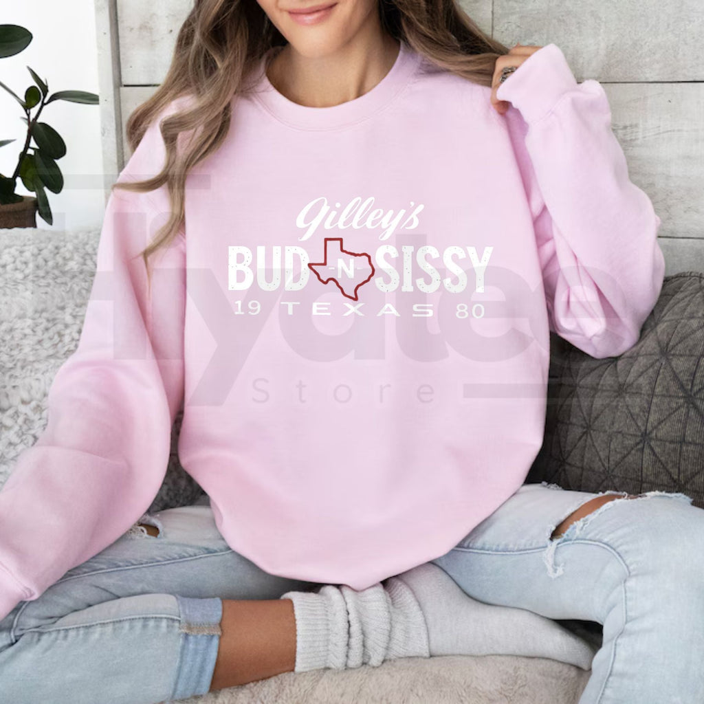 Urban Cowboy Sweatshirt – Gilley's Country Western Crewneck, Vintage Bud N Sissy Retro Graphic Pullover