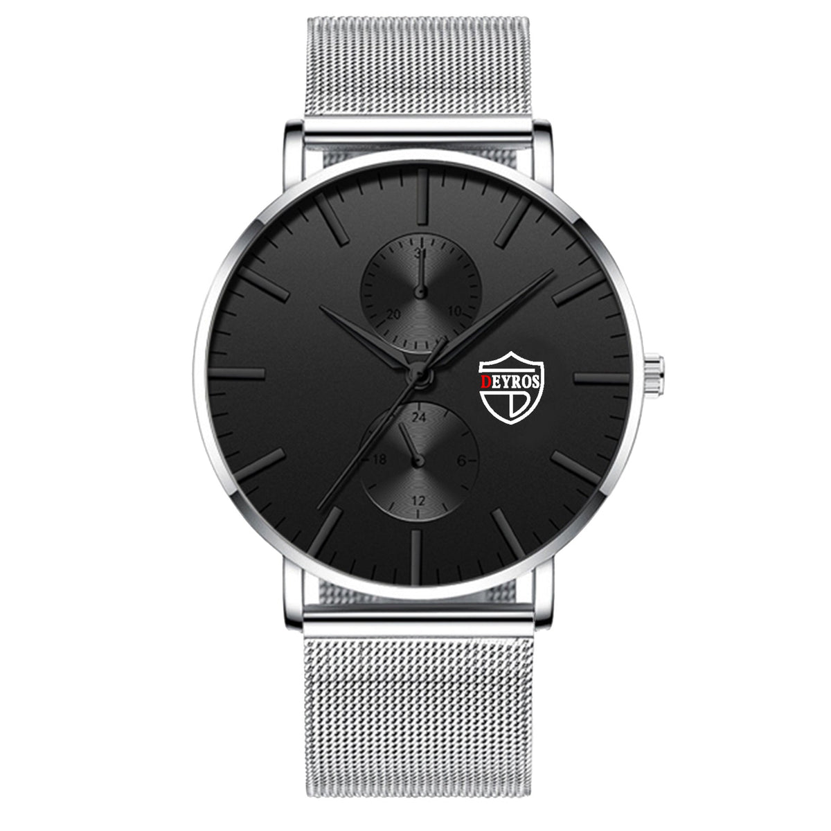 Black 3Bar Watch Men Women'S Watches Ladies Watch With Crystals  Fashion Stainless Steel Band Comfortable Wristwatch