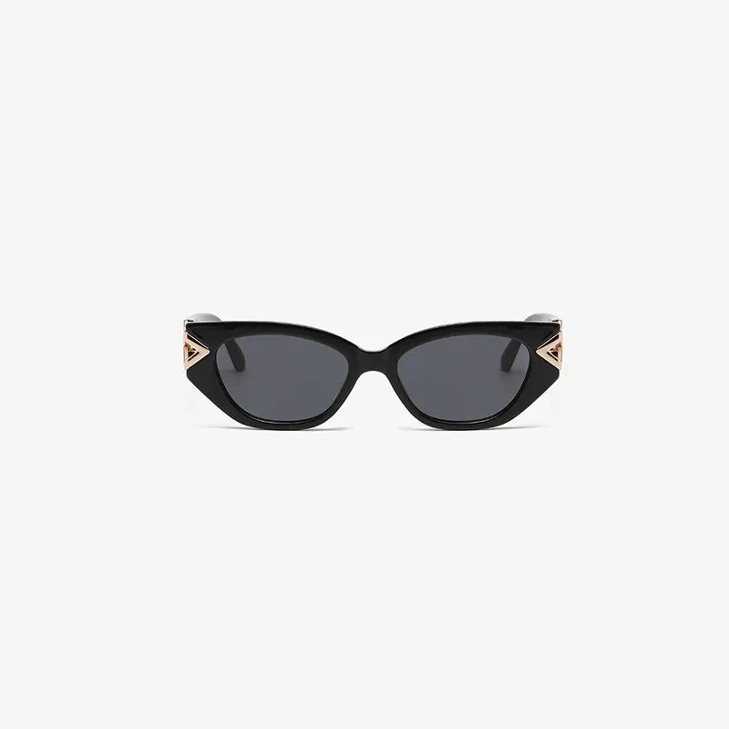 Acetate Cat-Eye Sunglasses with Gold Accent and UV Protection