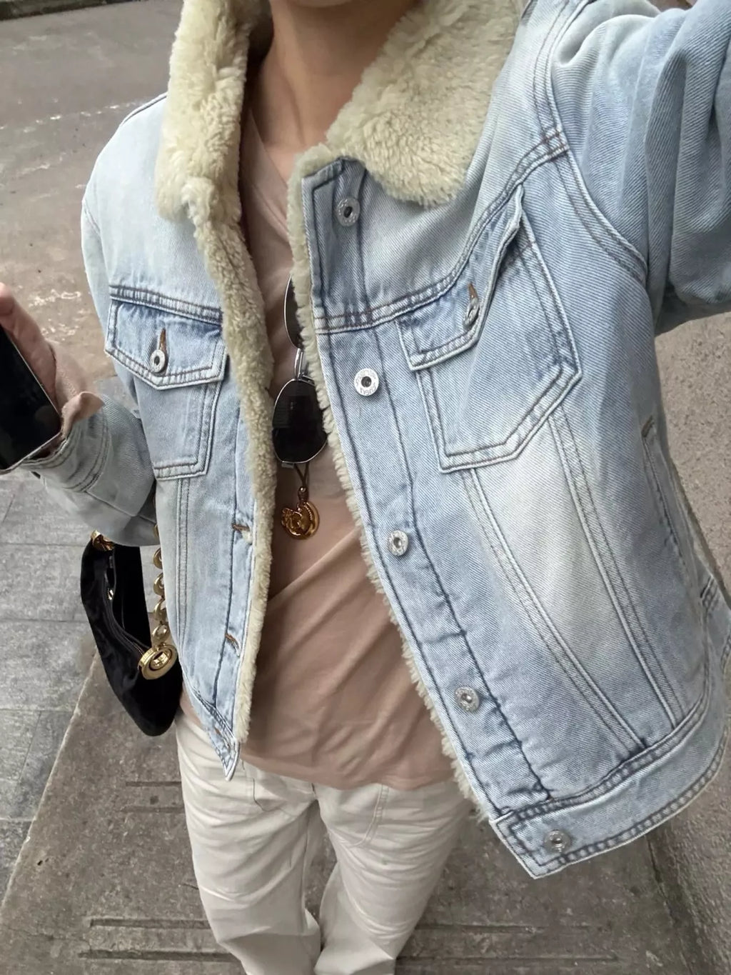 Sherpa-Lined Denim Jacket