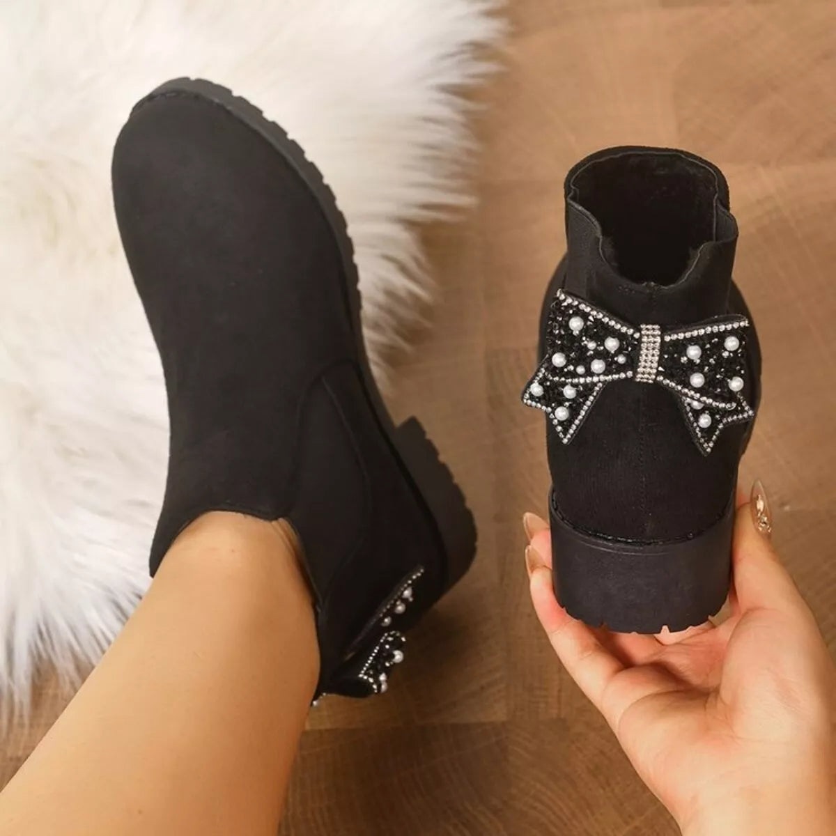 Round Toe Block Heels Boots