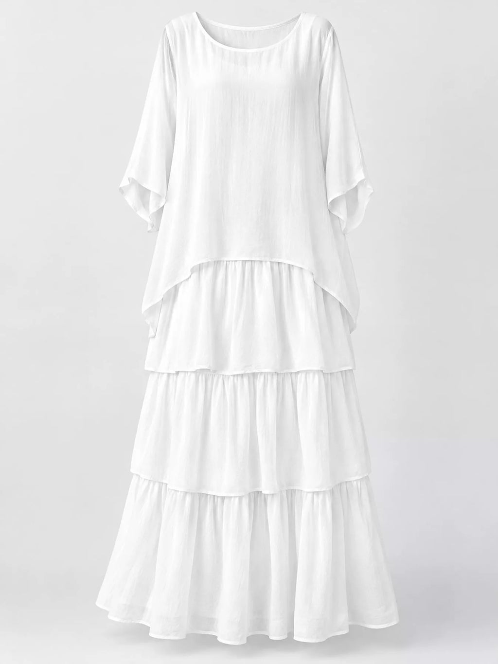 Full Size Layered Batwing Sleeve Maxi Dress Plus Size