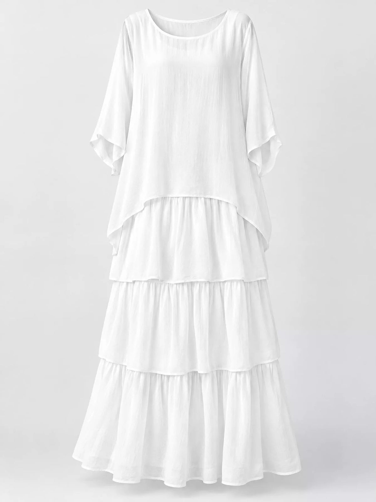 Full Size Layered Batwing Sleeve Maxi Dress Plus Size