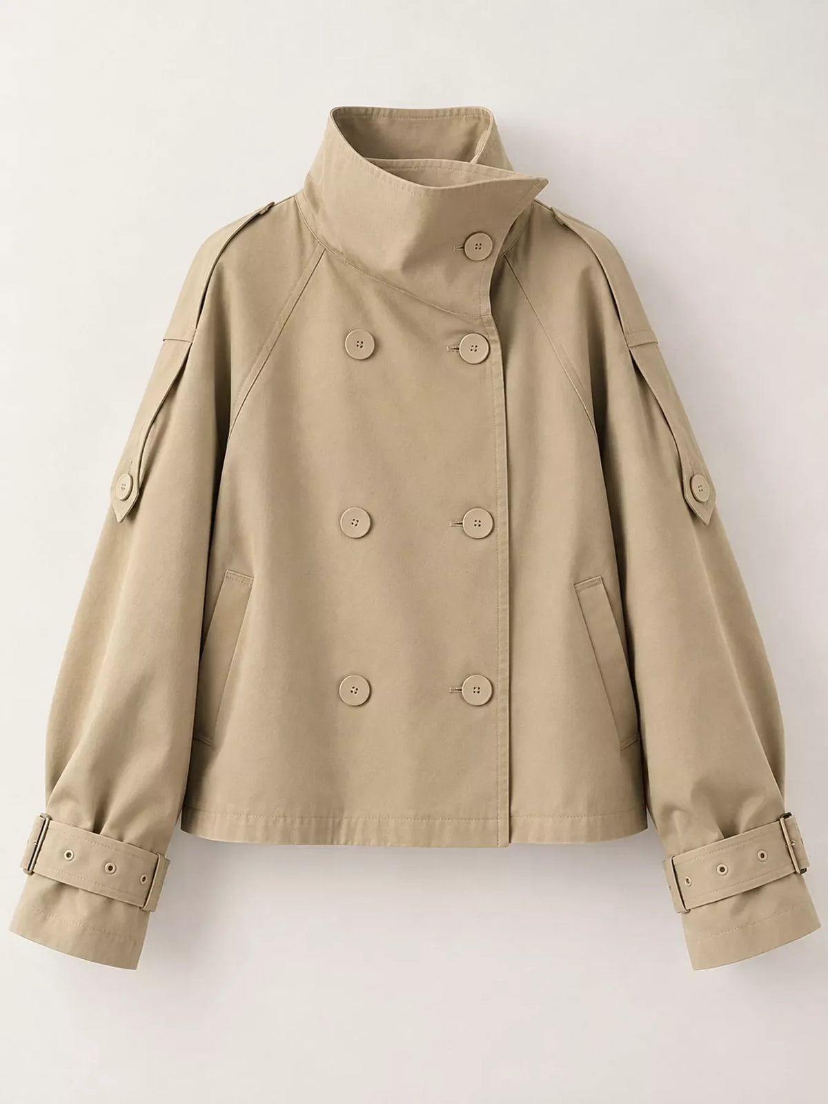 Double-Breasted Cropped Trench Jacket