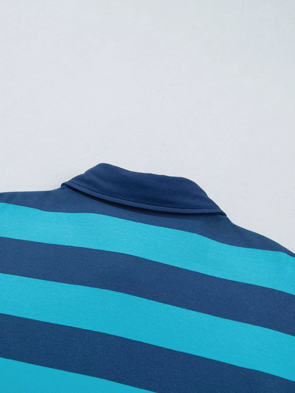 Stripe Contrast Polo Collar Bracelet Sleeve Loose Top