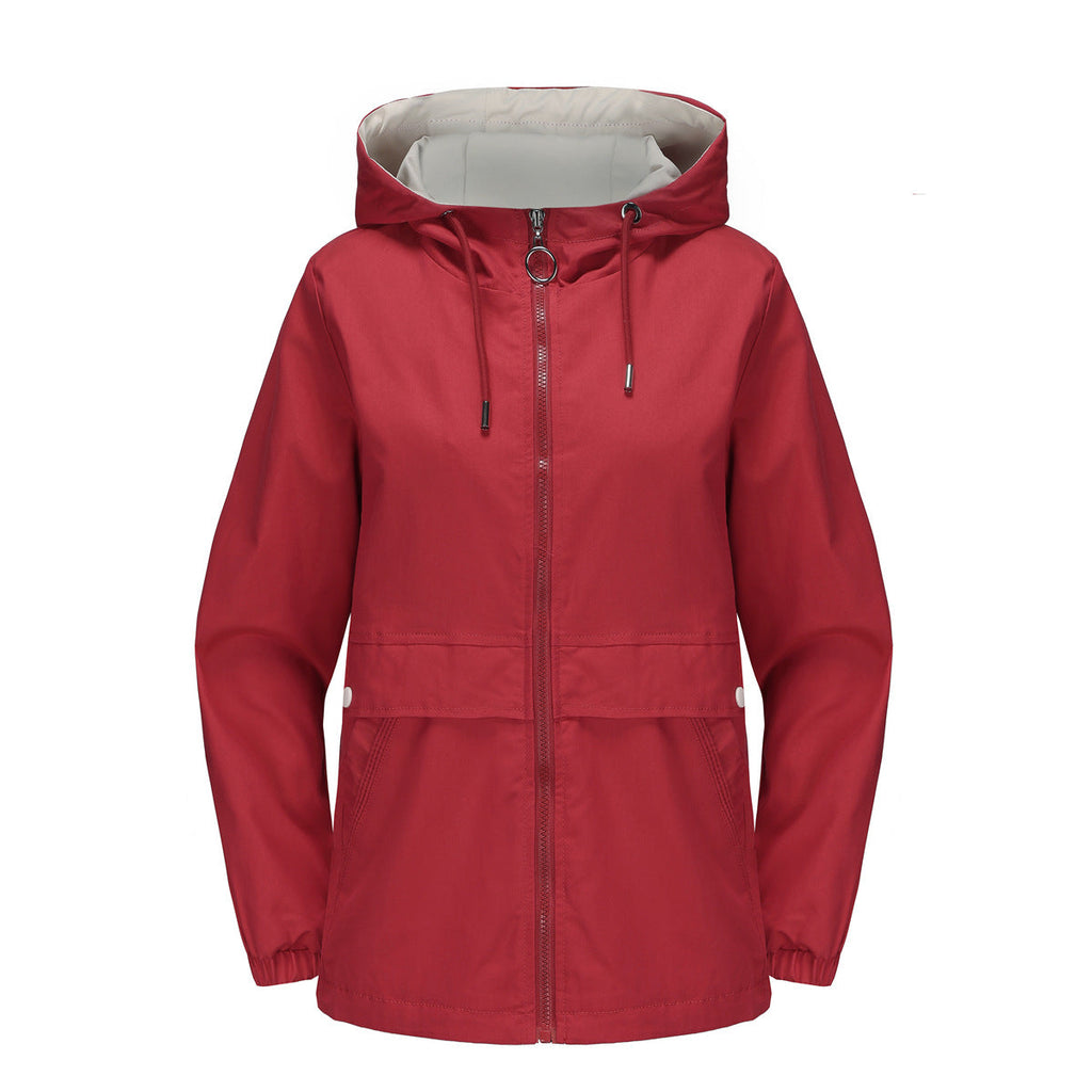 New Hooded Solid Color Trench Coat For Women
