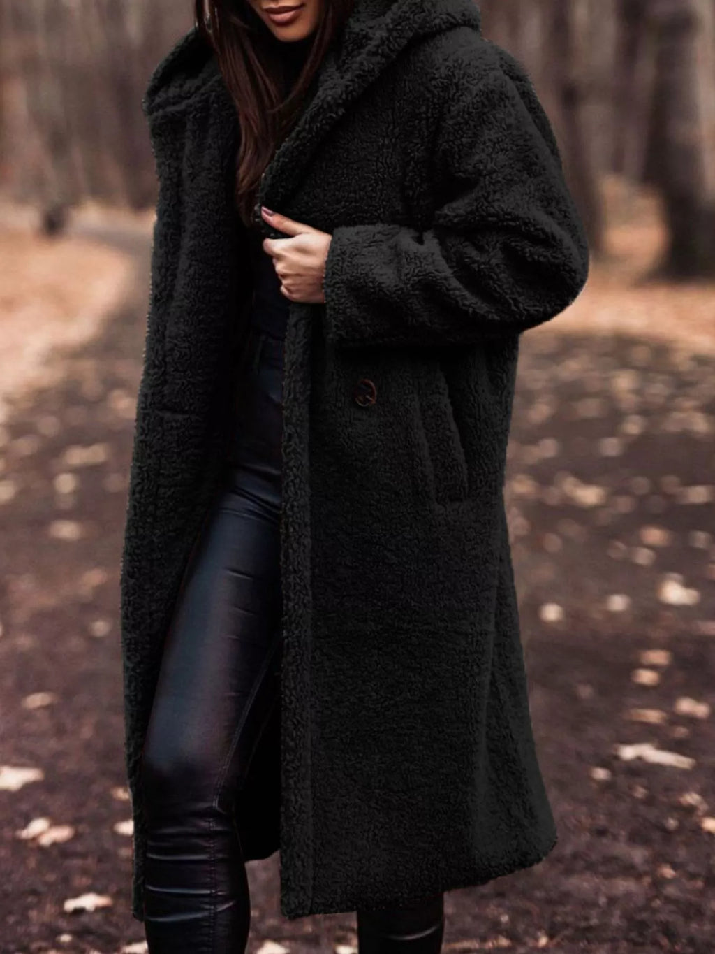 Teddy Bear Hooded Longline Outerwear