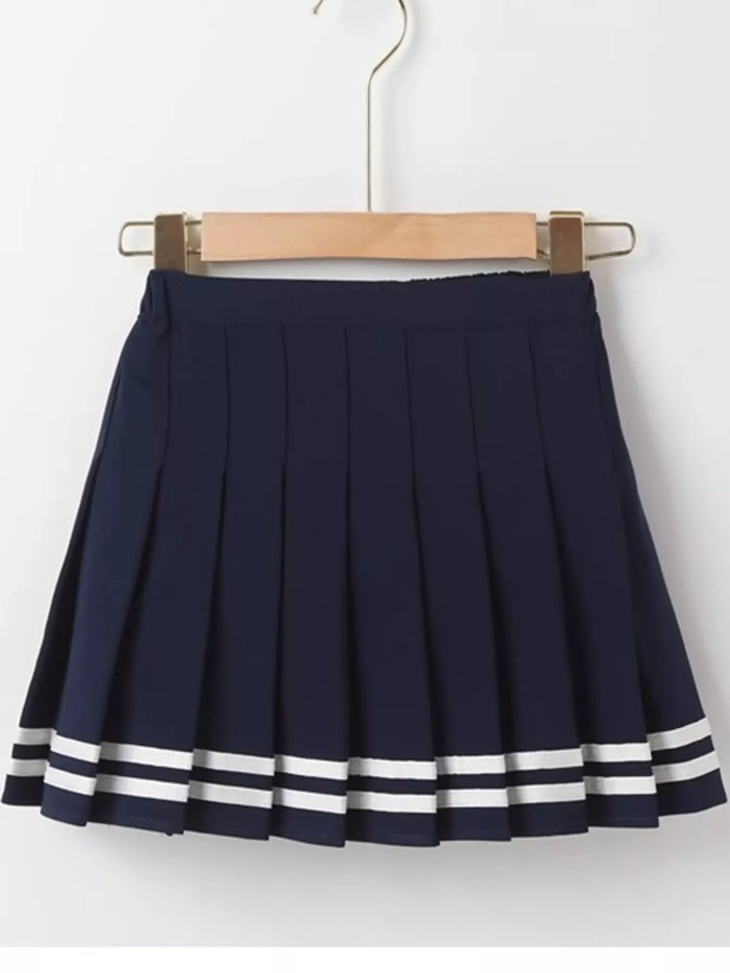 Pleated Striped Skirt