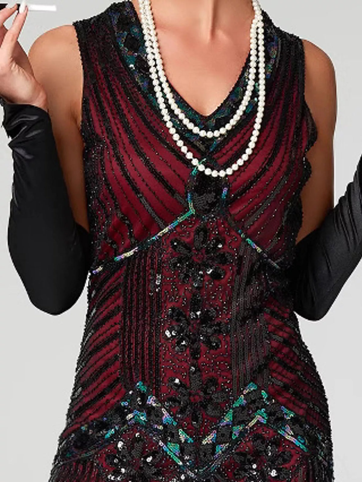 Full Size Sequin Fringe Hem Sleeveless Dress Plus Size