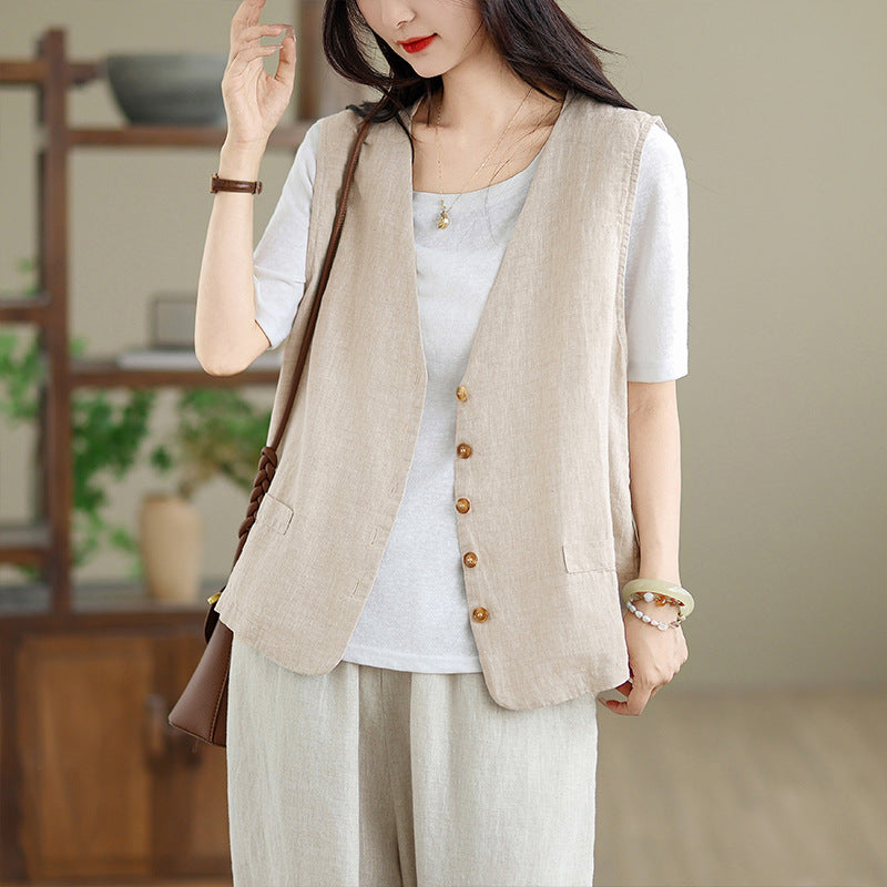 Womens Summer New Artistic Cardigan Outer Vest