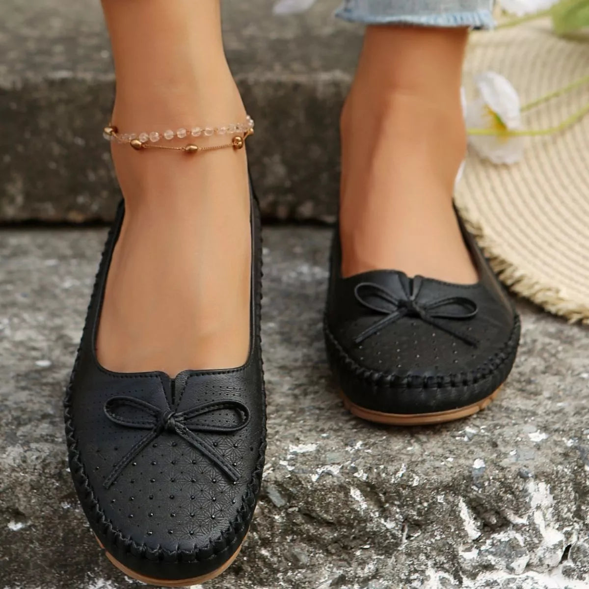 Bow Round Toe Slip-Ons