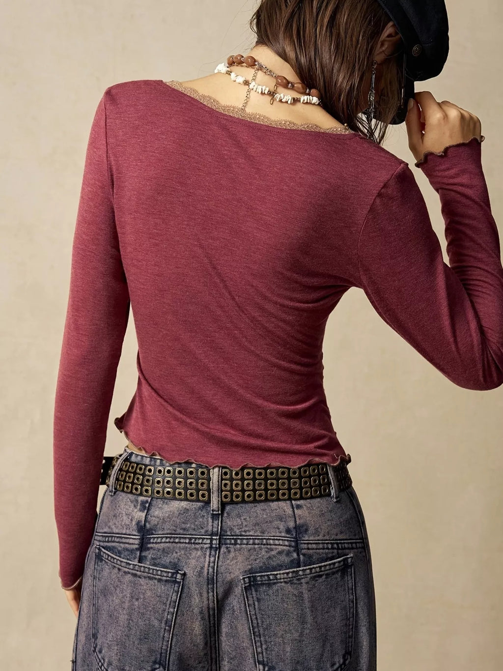 Lace Detail Long Sleeve T-Shirt