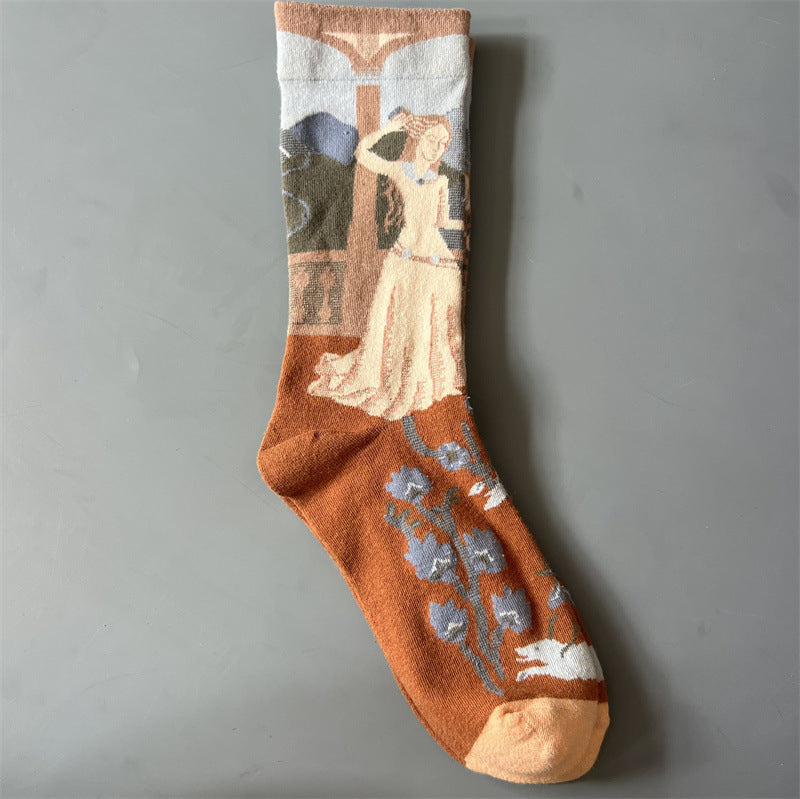 Retro-style Fun Mid-calf Socks For Men And Women