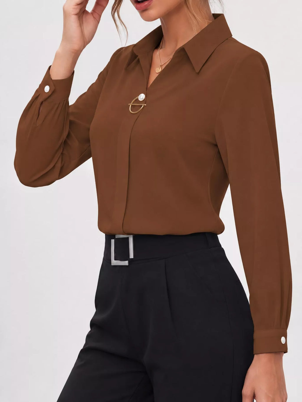 Long Sleeve Satin Blouse