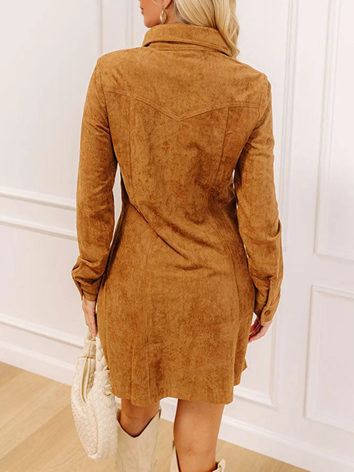 Floral Embroidered Button-Down Shirt Dress