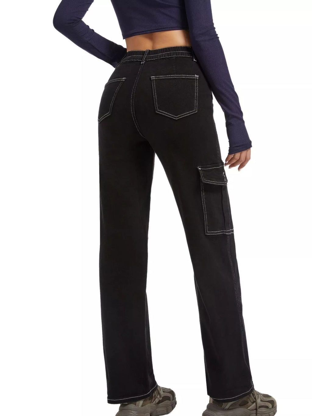 High-Waisted Cargo Jeans