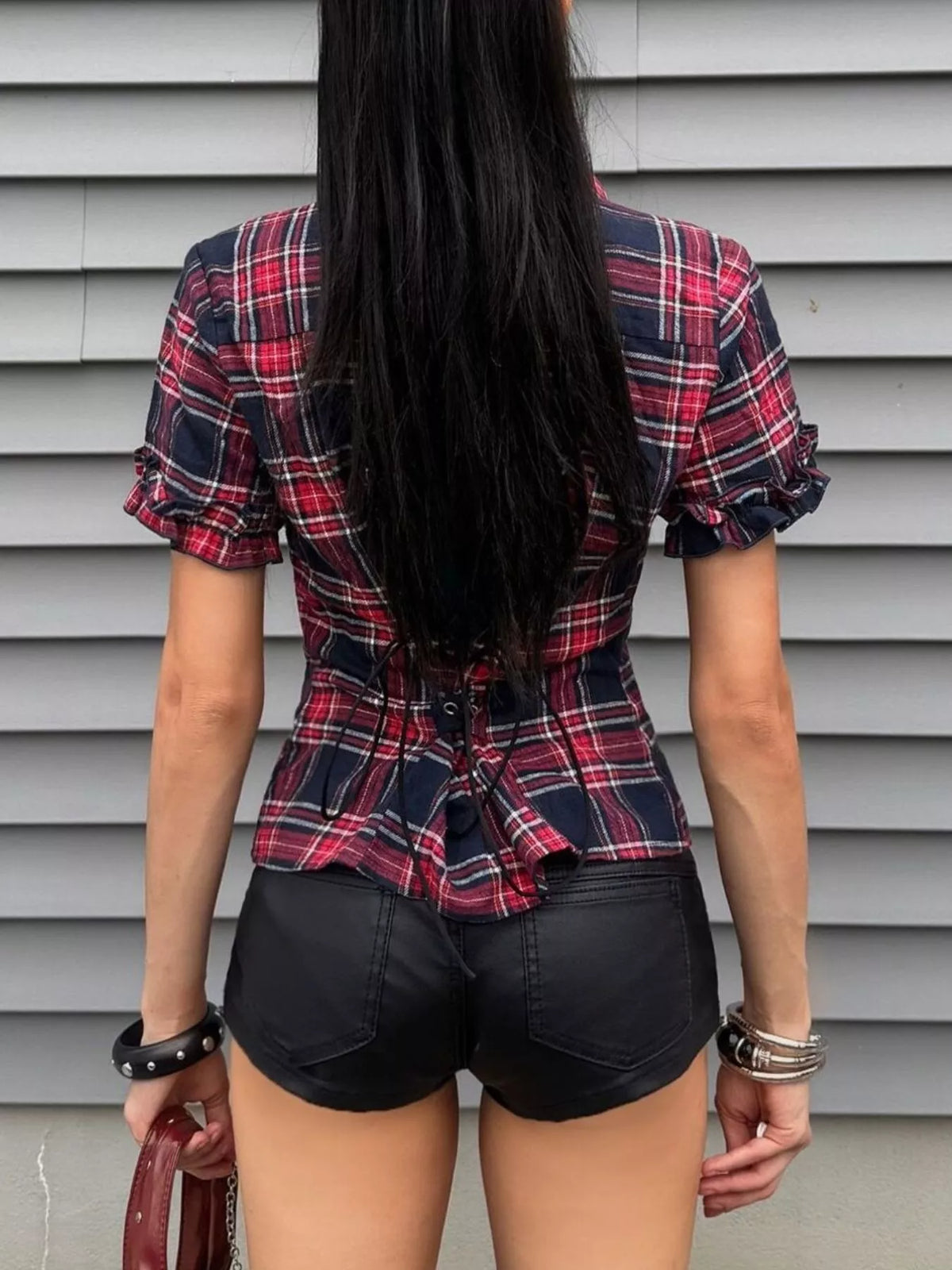Plaid Zip-Up Shirt