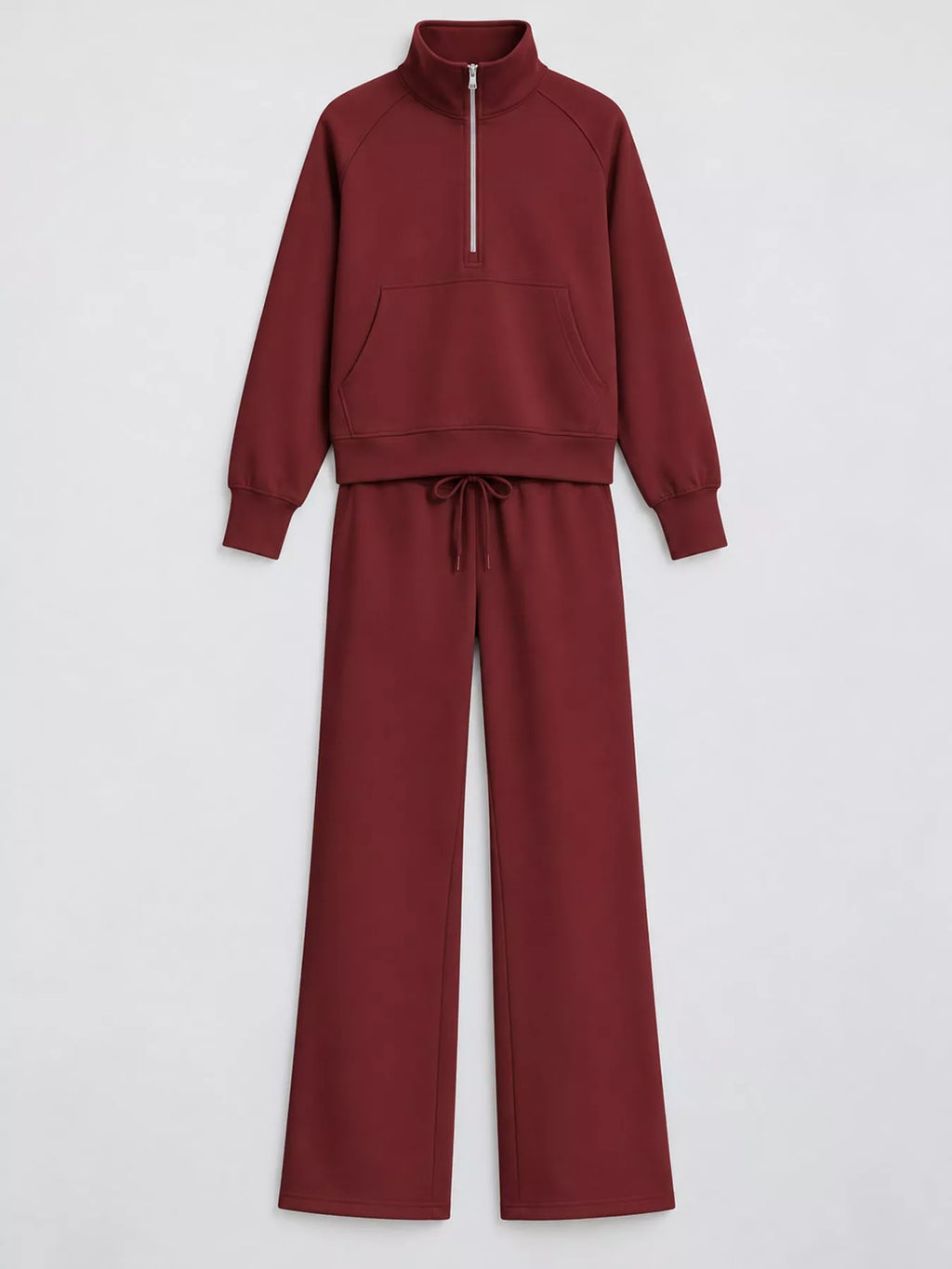 Half-Zip Sweatshirt and Wide-Leg Pants Set
