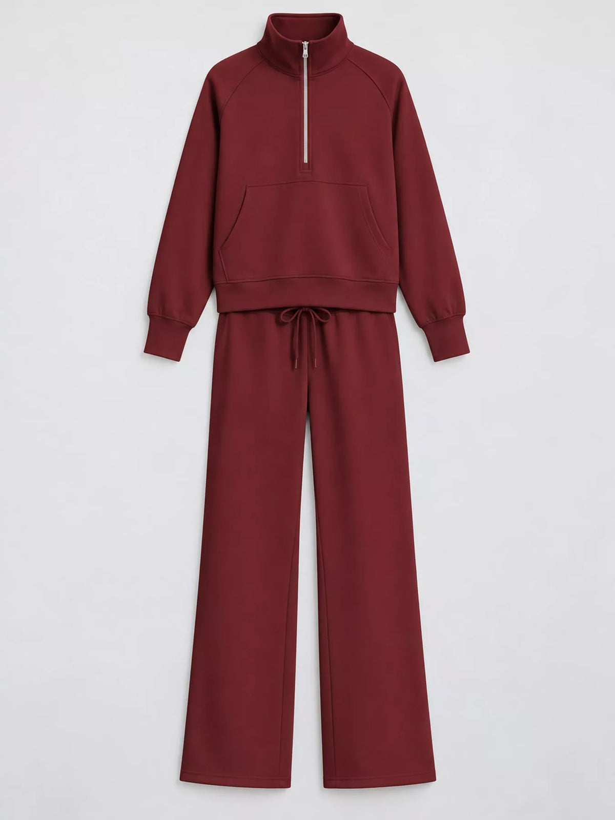 Half-Zip Sweatshirt and Wide-Leg Pants Set